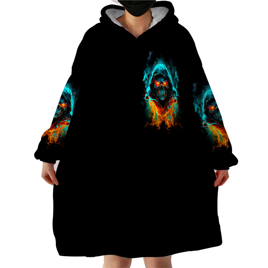 Flame Skull Wearable Blanket Hoodie Never Mistake My Kindness For Weakness The Beast In Me Is Sleeping Noe Dead - Wonder Print Shop