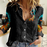 Flame Skull Women Casual Shirt Never Mistake My Kindness For Weakness The Beast In Me Is Sleeping Noe Dead - Wonder Print Shop