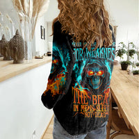 Flame Skull Women Casual Shirt Never Mistake My Kindness For Weakness The Beast In Me Is Sleeping Noe Dead - Wonder Print Shop
