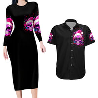 Sugar Skull Santa Couples Matching Long Sleeve Bodycon Dress and Hawaiian Shirt I Wan't To Be A Nice Person But Everyone Is Just So Stupid - Wonder Print Shop