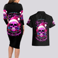 Sugar Skull Santa Couples Matching Long Sleeve Bodycon Dress and Hawaiian Shirt I Wan't To Be A Nice Person But Everyone Is Just So Stupid - Wonder Print Shop