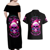 Sugar Skull Santa Couples Matching Off Shoulder Maxi Dress and Hawaiian Shirt I Wan't To Be A Nice Person But Everyone Is Just So Stupid - Wonder Print Shop