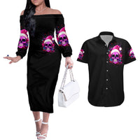 Sugar Skull Santa Couples Matching Off The Shoulder Long Sleeve Dress and Hawaiian Shirt I Wan't To Be A Nice Person But Everyone Is Just So Stupid - Wonder Print Shop