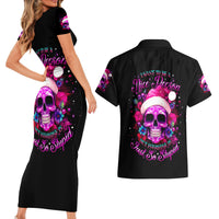 Sugar Skull Santa Couples Matching Short Sleeve Bodycon Dress and Hawaiian Shirt I Wan't To Be A Nice Person But Everyone Is Just So Stupid - Wonder Print Shop