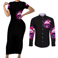 Sugar Skull Santa Couples Matching Short Sleeve Bodycon Dress and Long Sleeve Button Shirt I Wan't To Be A Nice Person But Everyone Is Just So Stupid - Wonder Print Shop