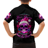 Sugar Skull Santa Family Matching Off Shoulder Long Sleeve Dress and Hawaiian Shirt I Wan't To Be A Nice Person But Everyone Is Just So Stupid - Wonder Print Shop