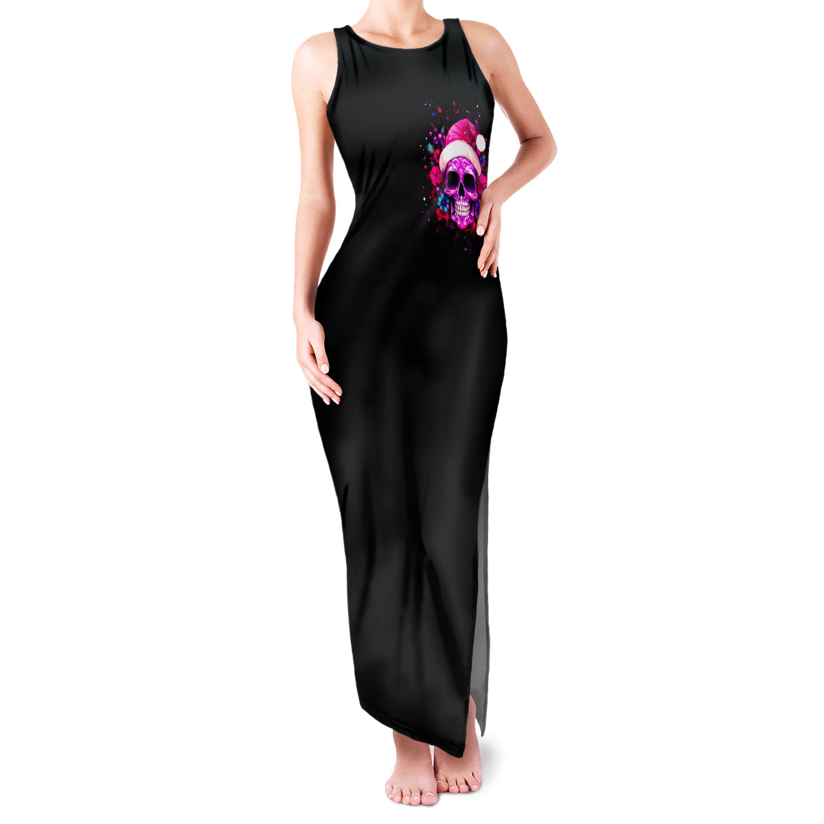 Sugar Skull Santa Family Matching Tank Maxi Dress and Hawaiian Shirt I Wan't To Be A Nice Person But Everyone Is Just So Stupid - Wonder Print Shop