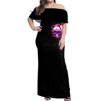 Sugar Skull Santa Off Shoulder Maxi Dress I Wan't To Be A Nice Person But Everyone Is Just So Stupid - Wonder Print Shop