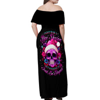 Sugar Skull Santa Off Shoulder Maxi Dress I Wan't To Be A Nice Person But Everyone Is Just So Stupid - Wonder Print Shop