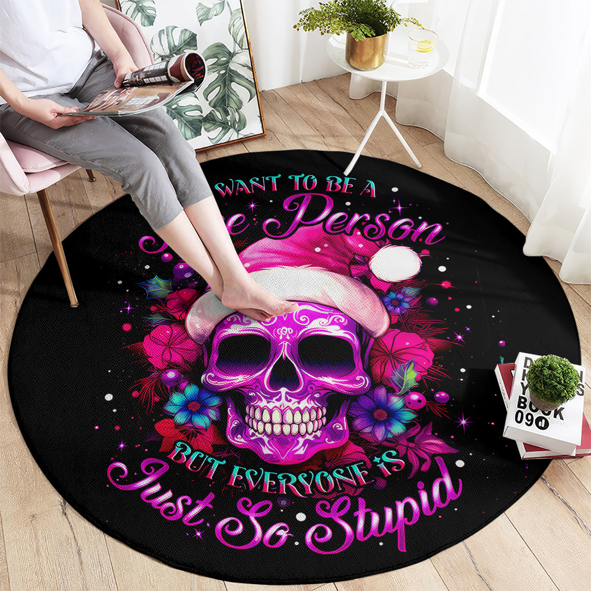 sugar-skull-santa-round-carpet-i-want-to-be-a-nice-person-but-everyone-is-just-so-stupid