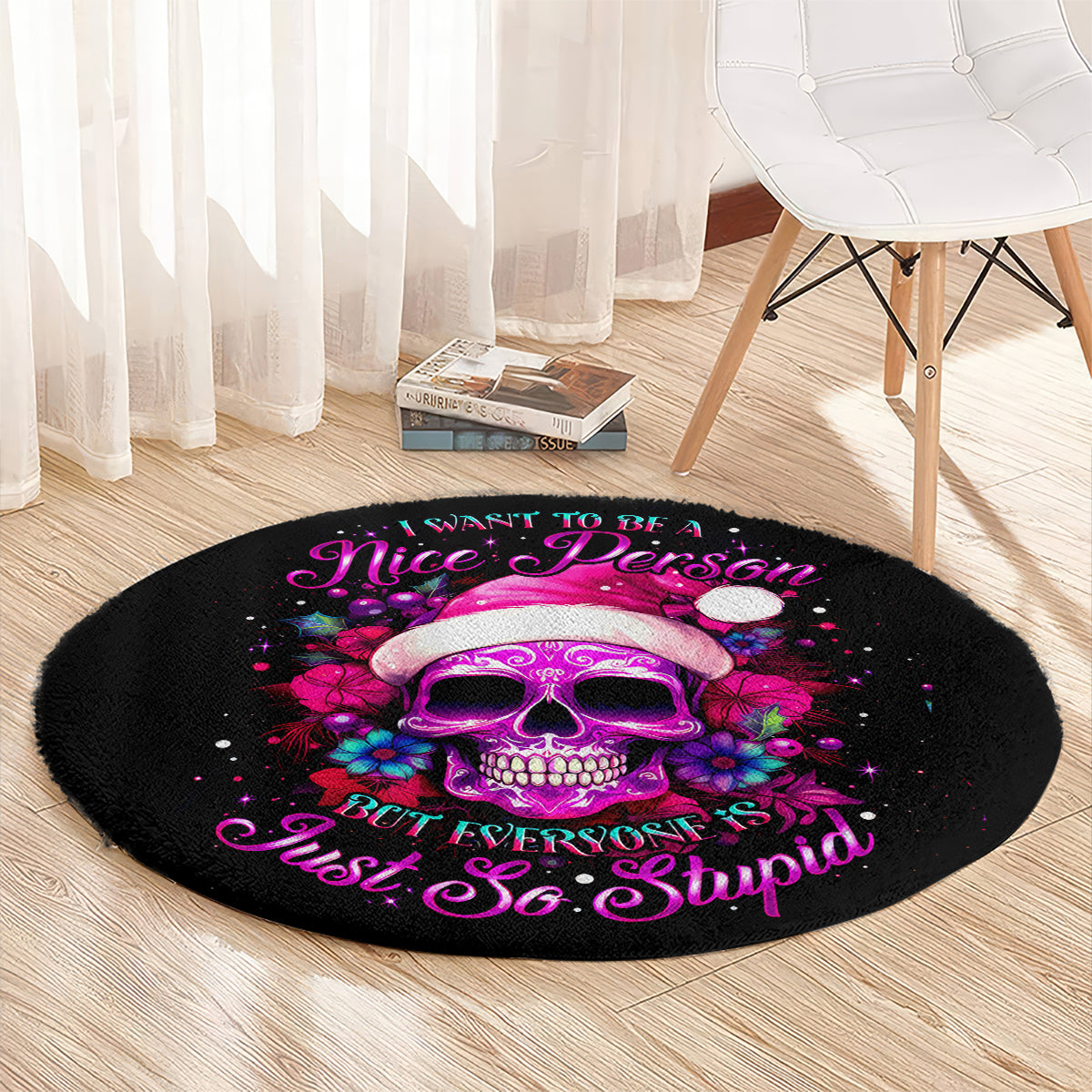 sugar-skull-santa-round-carpet-i-want-to-be-a-nice-person-but-everyone-is-just-so-stupid