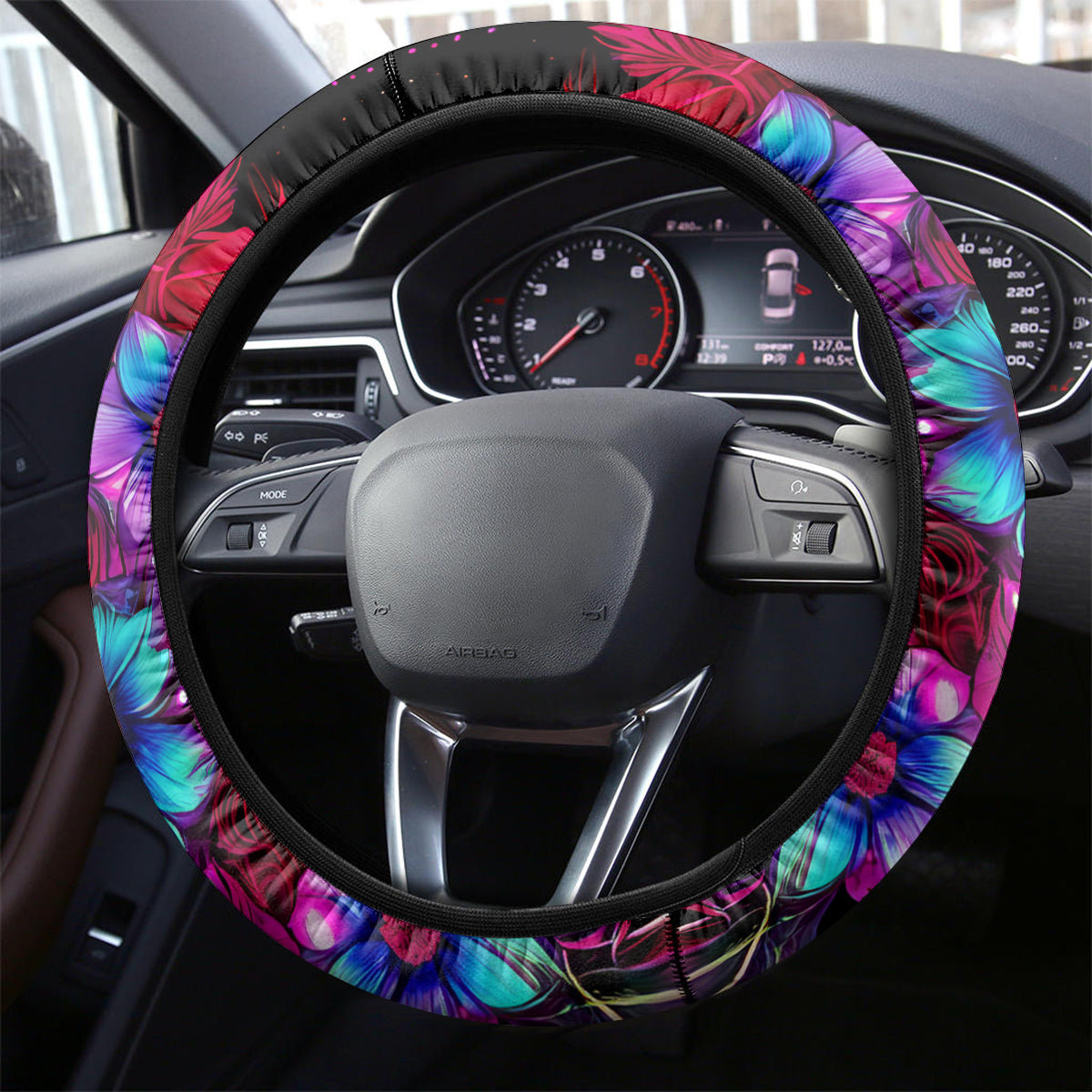 Sugar Skull Santa Steering Wheel Cover I Wan't To Be A Nice Person But Everyone Is Just So Stupid - Wonder Print Shop