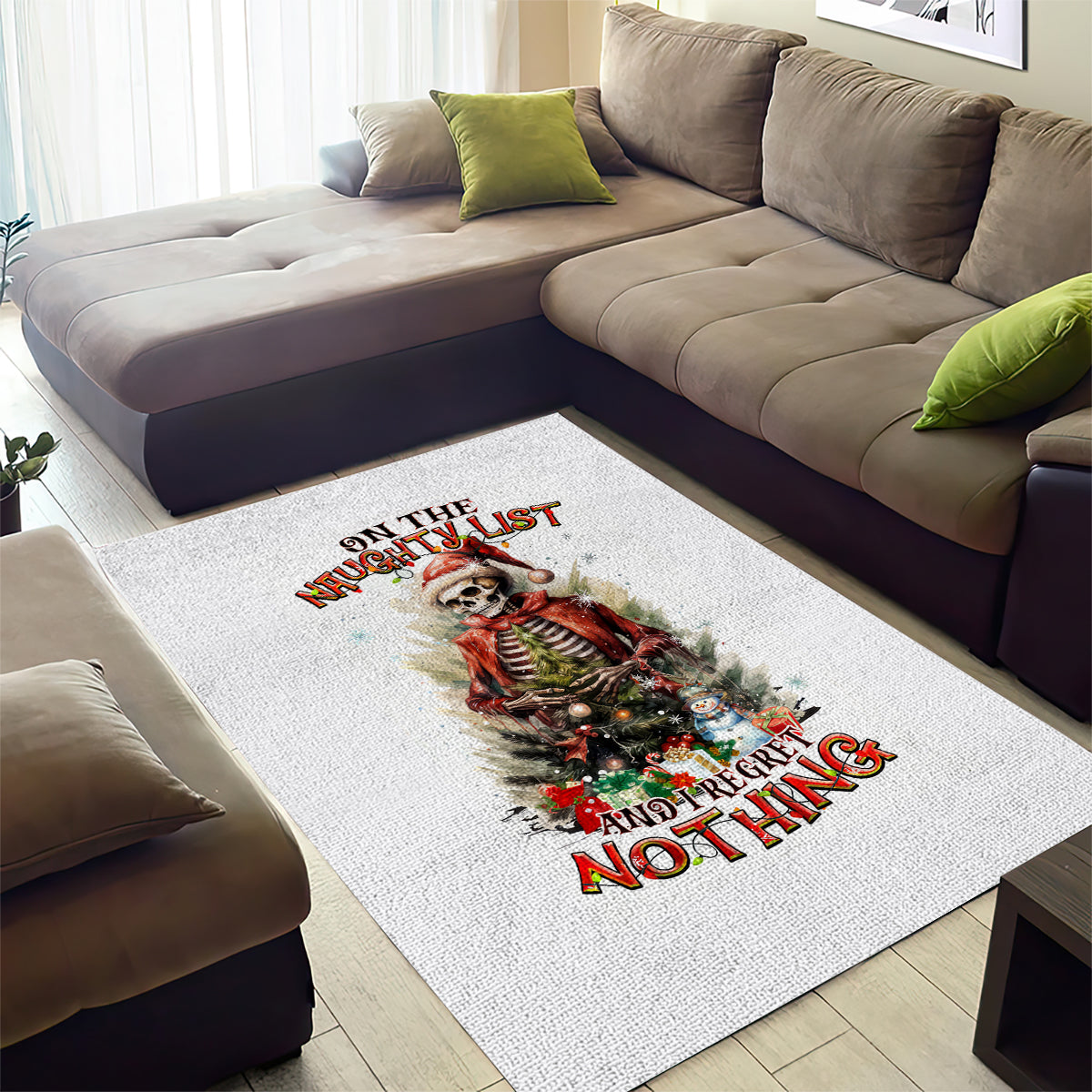 Skeleton Santa Claus Area Rug On The Naughty List And I Regret Nothing - Wonder Print Shop