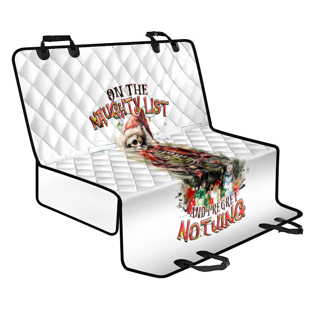 Skeleton Santa Claus Back Car Seat Cover On The Naughty List And I Regret Nothing - Wonder Print Shop