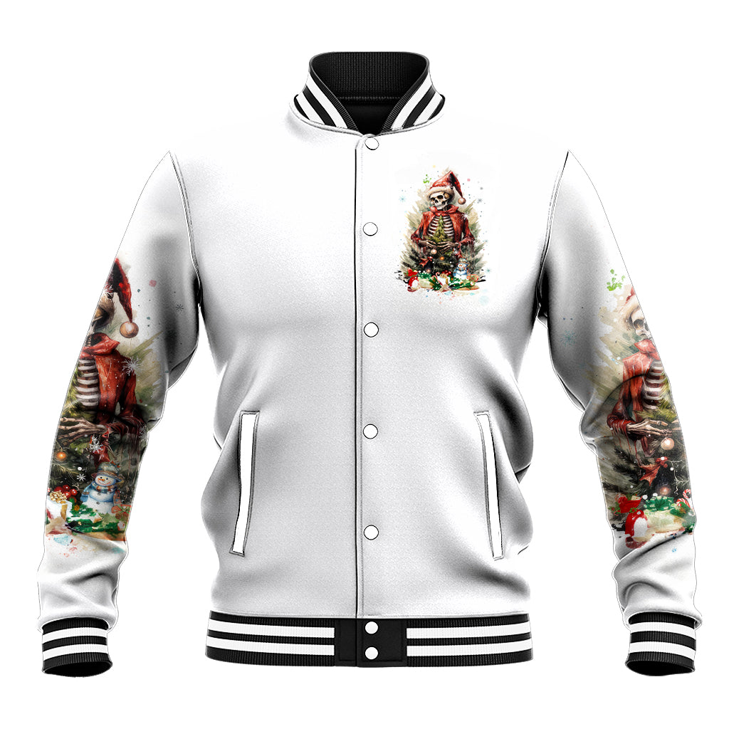 Skeleton Santa Claus Baseball Jacket On The Naughty List And I Regret Nothing - Wonder Print Shop