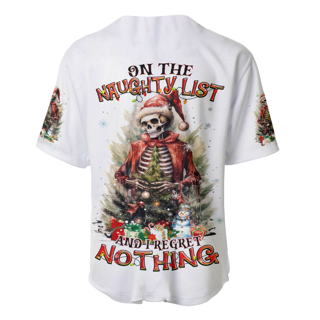 Skeleton Santa Claus Baseball Jersey On The Naughty List And I Regret Nothing - Wonder Print Shop