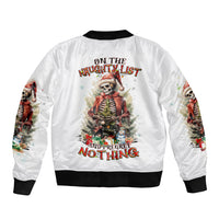 Skeleton Santa Claus Bomber Jacket On The Naughty List And I Regret Nothing - Wonder Print Shop