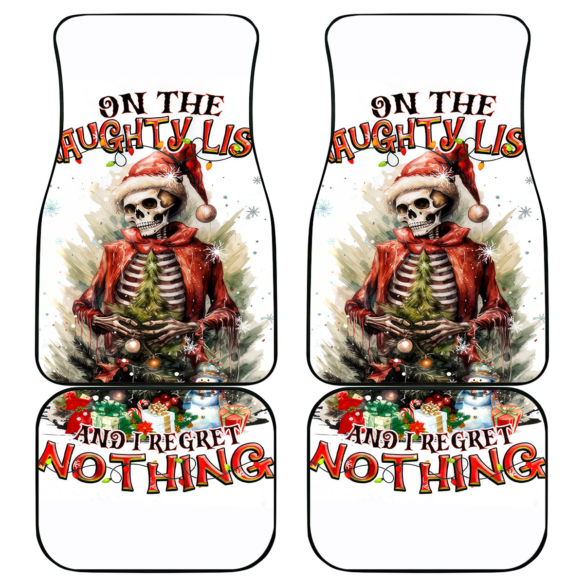 Skeleton Santa Claus Car Mats On The Naughty List And I Regret Nothing - Wonder Print Shop