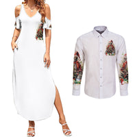 Skeleton Santa Claus Couples Matching Summer Maxi Dress and Long Sleeve Button Shirt On The Naughty List And I Regret Nothing - Wonder Print Shop