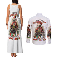 Skeleton Santa Claus Couples Matching Tank Maxi Dress and Long Sleeve Button Shirt On The Naughty List And I Regret Nothing - Wonder Print Shop