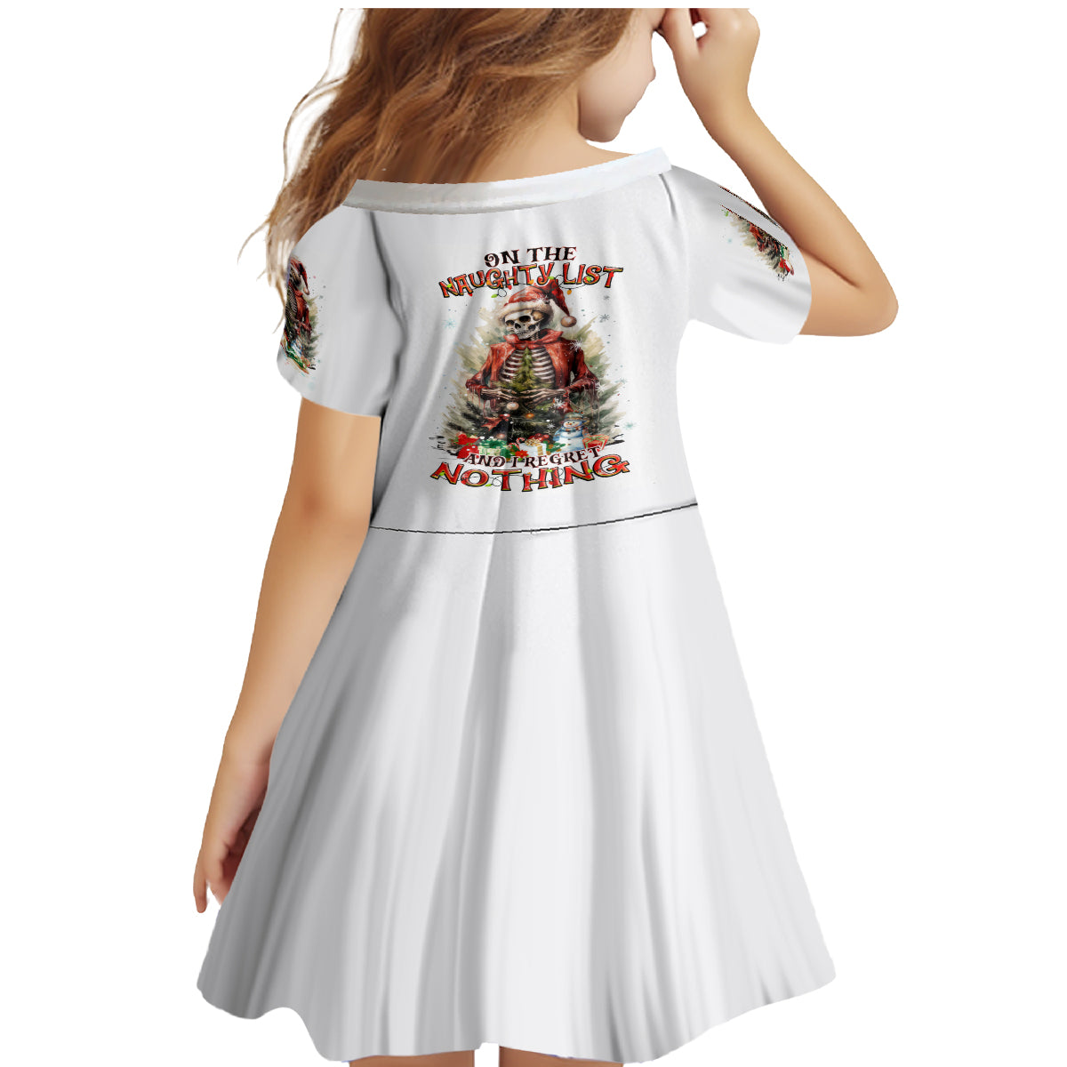 Skeleton Santa Claus Family Matching Mermaid Dress and Hawaiian Shirt On The Naughty List And I Regret Nothing - Wonder Print Shop