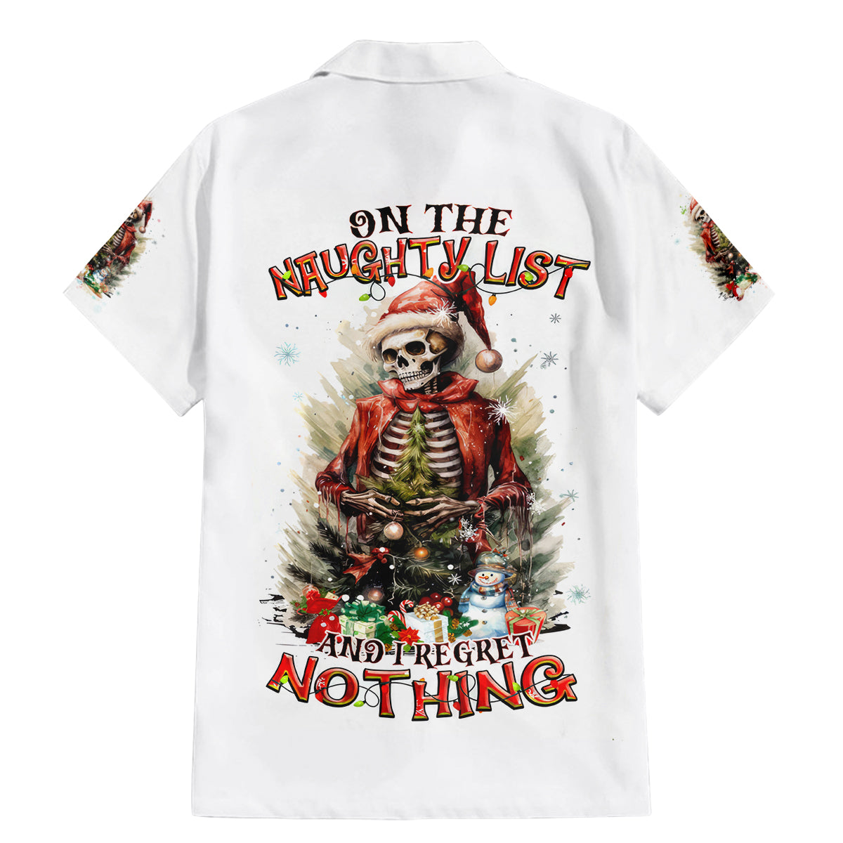 Skeleton Santa Claus Family Matching Mermaid Dress and Hawaiian Shirt On The Naughty List And I Regret Nothing - Wonder Print Shop