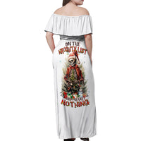 Skeleton Santa Claus Family Matching Off Shoulder Maxi Dress and Hawaiian Shirt On The Naughty List And I Regret Nothing - Wonder Print Shop
