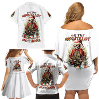 Skeleton Santa Claus Family Matching Off Shoulder Short Dress and Hawaiian Shirt On The Naughty List And I Regret Nothing - Wonder Print Shop