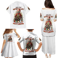 Skeleton Santa Claus Family Matching Puletasi Dress and Hawaiian Shirt On The Naughty List And I Regret Nothing - Wonder Print Shop