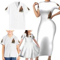 Skeleton Santa Claus Family Matching Short Sleeve Bodycon Dress and Hawaiian Shirt On The Naughty List And I Regret Nothing - Wonder Print Shop