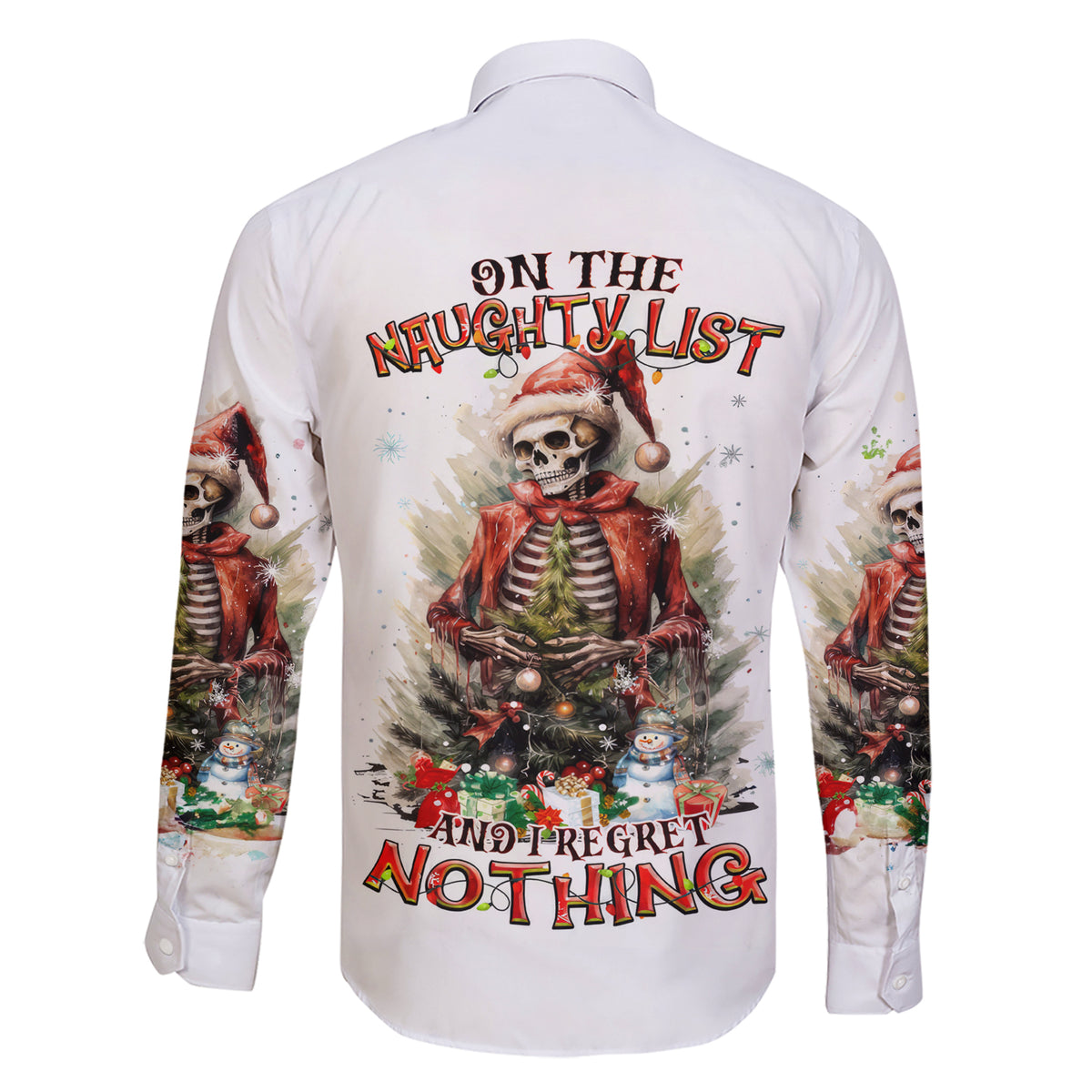 Skeleton Santa Claus Family Matching Short Sleeve Bodycon Dress and Hawaiian Shirt On The Naughty List And I Regret Nothing - Wonder Print Shop