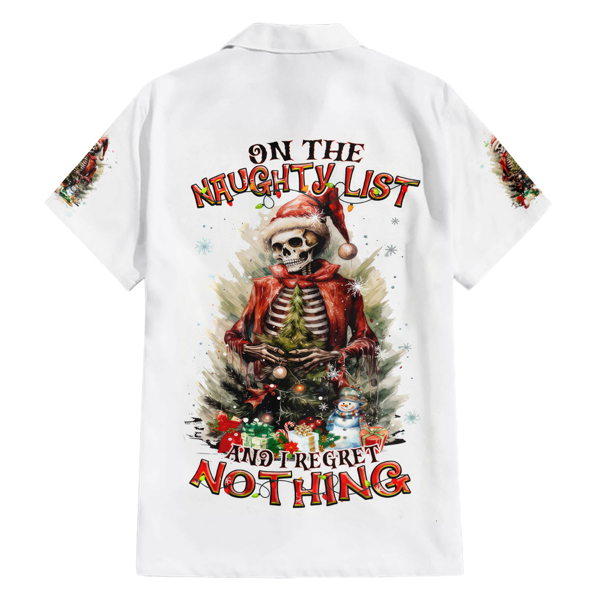 Skeleton Santa Claus Hawaiian Shirt On The Naughty List And I Regret Nothing - Wonder Print Shop