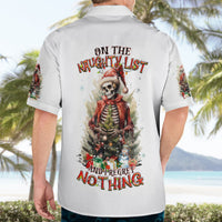 Skeleton Santa Claus Hawaiian Shirt On The Naughty List And I Regret Nothing - Wonder Print Shop