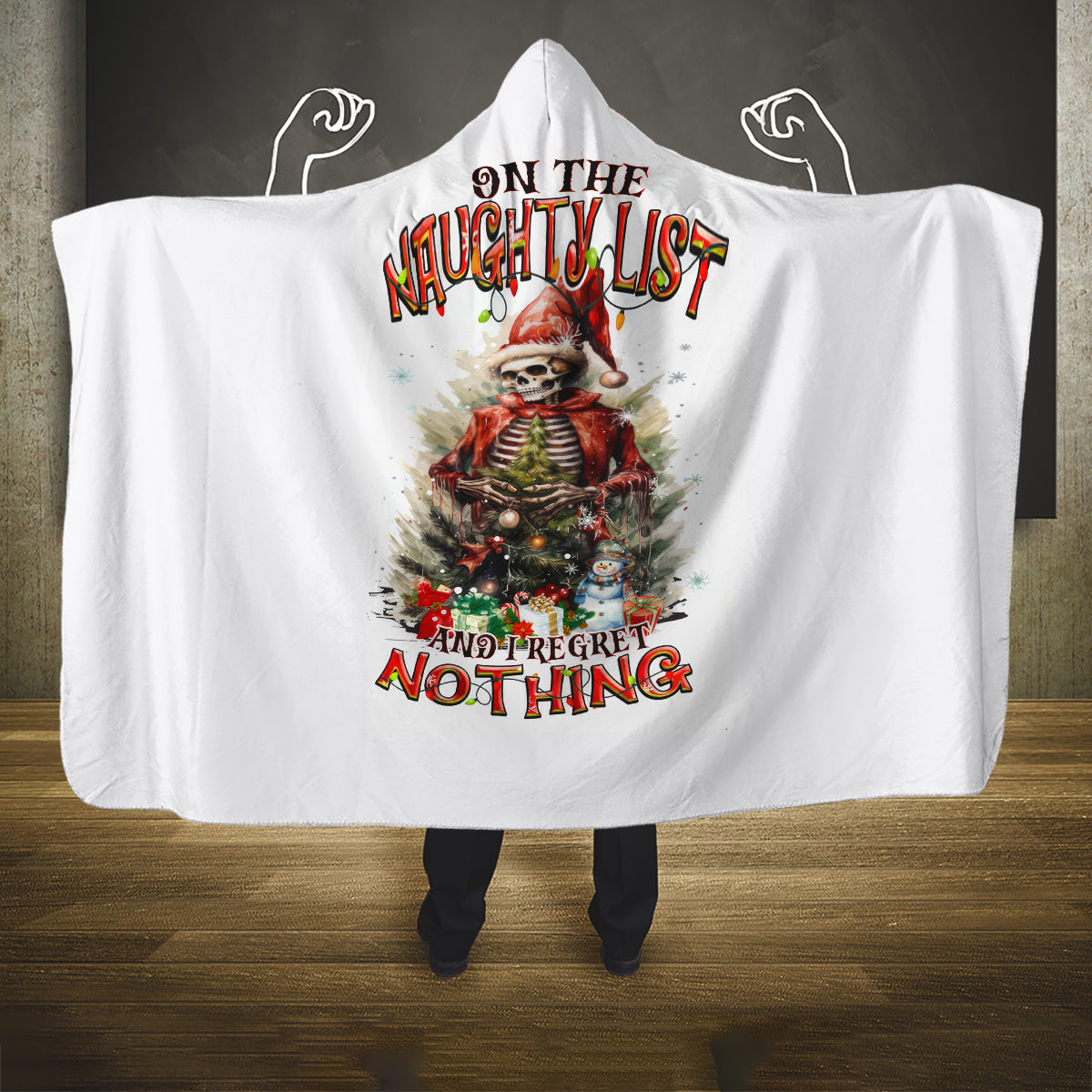 skeleton-santa-claus-hooded-blanket-on-the-naughty-list-and-i-regret-nothing