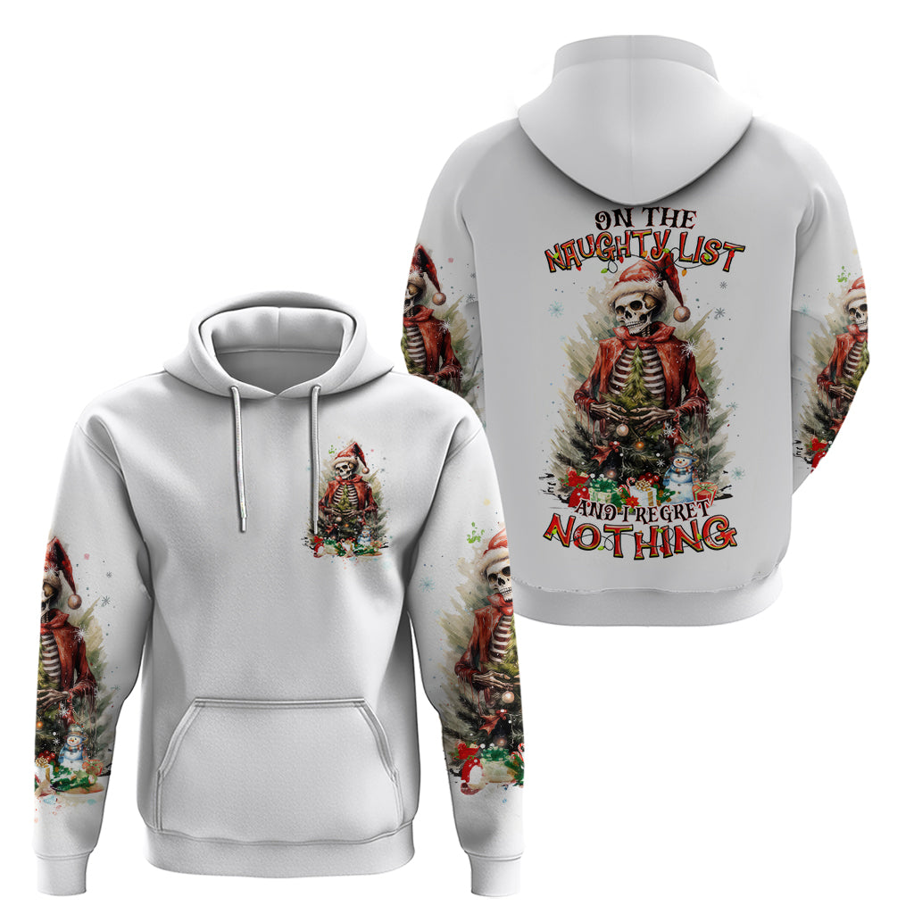 Skeleton Santa Claus Hoodie On The Naughty List And I Regret Nothing - Wonder Print Shop