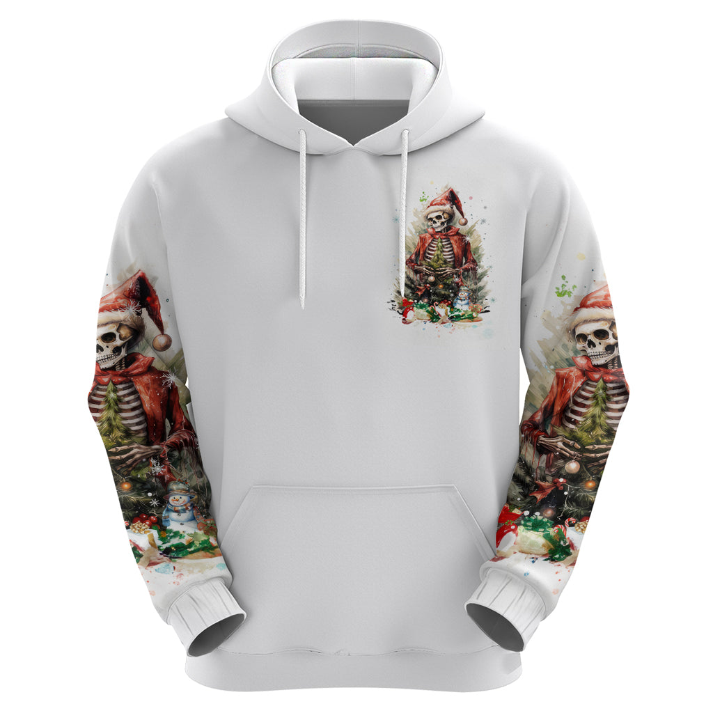Skeleton Santa Claus Hoodie On The Naughty List And I Regret Nothing - Wonder Print Shop