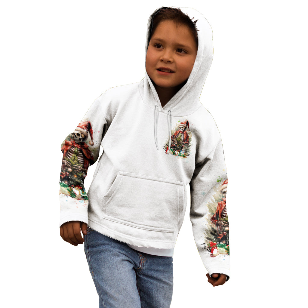Skeleton Santa Claus Kid Hoodie On The Naughty List And I Regret Nothing - Wonder Print Shop