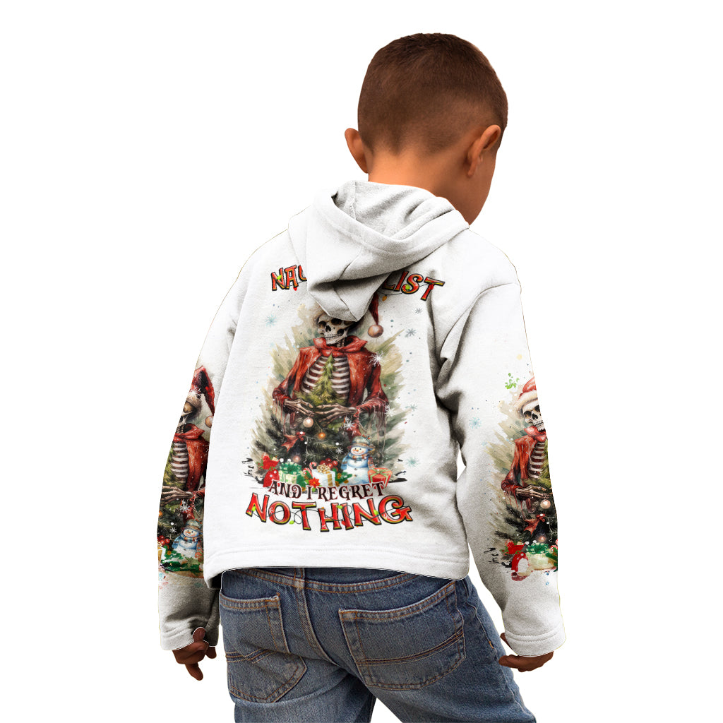 Skeleton Santa Claus Kid Hoodie On The Naughty List And I Regret Nothing - Wonder Print Shop