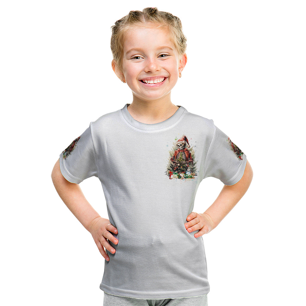 Skeleton Santa Claus Kid T Shirt On The Naughty List And I Regret Nothing - Wonder Print Shop
