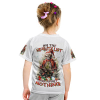 Skeleton Santa Claus Kid T Shirt On The Naughty List And I Regret Nothing - Wonder Print Shop