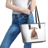 Skeleton Santa Claus Leather Tote Bag On The Naughty List And I Regret Nothing - Wonder Print Shop