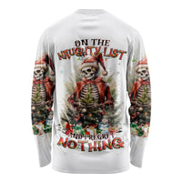 Skeleton Santa Claus Long Sleeve Shirt On The Naughty List And I Regret Nothing - Wonder Print Shop