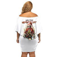 Skeleton Santa Claus Off Shoulder Short Dress On The Naughty List And I Regret Nothing - Wonder Print Shop