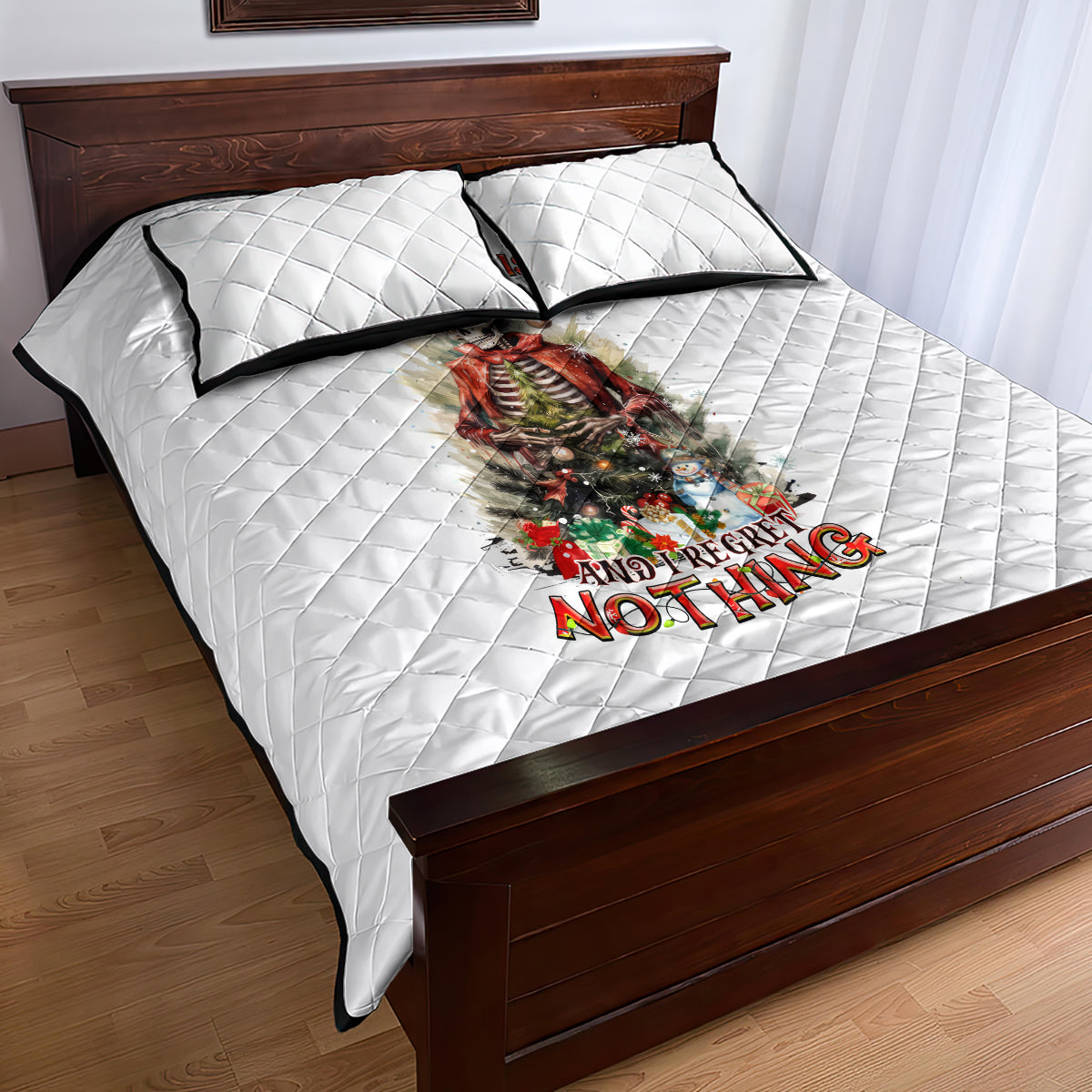 Skeleton Santa Claus Quilt Bed Set On The Naughty List And I Regret Nothing - Wonder Print Shop