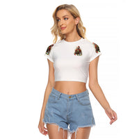 Skeleton Santa Claus Raglan Cropped T Shirt On The Naughty List And I Regret Nothing - Wonder Print Shop