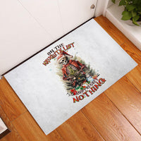 Skeleton Santa Claus Rubber Doormat On The Naughty List And I Regret Nothing - Wonder Print Shop