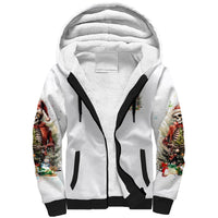 Skeleton Santa Claus Sherpa Hoodie On The Naughty List And I Regret Nothing - Wonder Print Shop