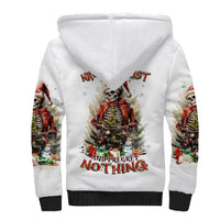 Skeleton Santa Claus Sherpa Hoodie On The Naughty List And I Regret Nothing - Wonder Print Shop