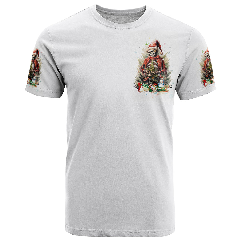 Skeleton Santa Claus T Shirt On The Naughty List And I Regret Nothing - Wonder Print Shop
