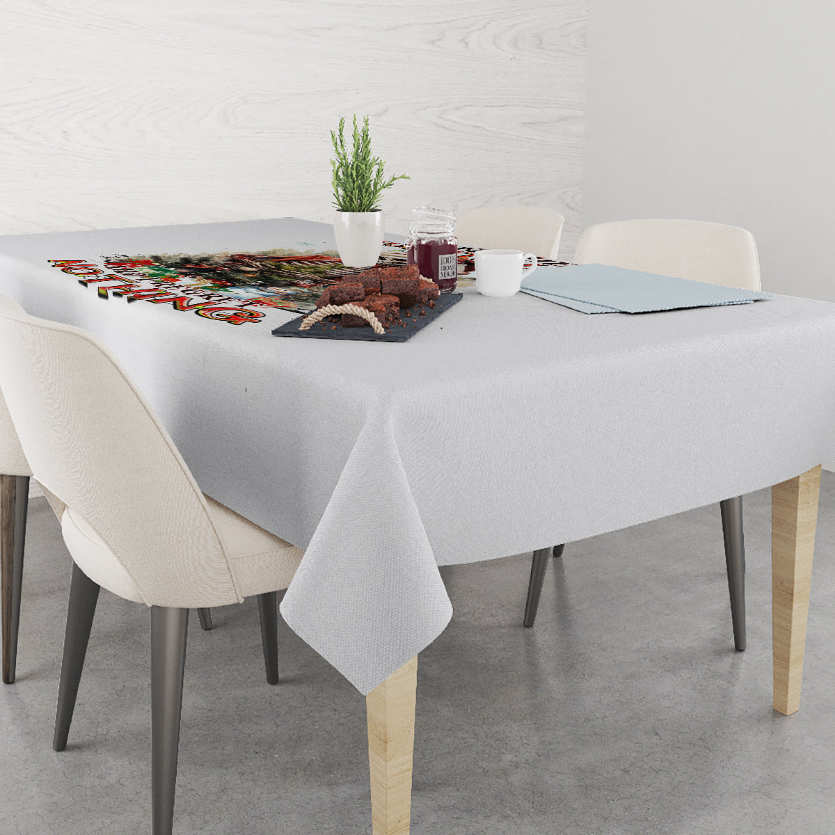 Skeleton Santa Claus Tablecloth On The Naughty List And I Regret Nothing - Wonder Print Shop